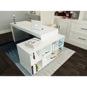 Modrest Soul Office Desk - White, 3 Drawers 