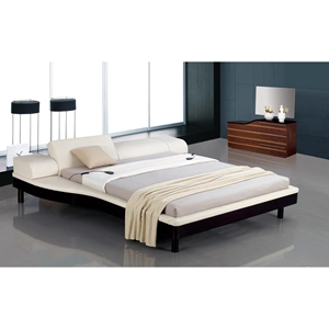 Modrest Portofino Platform Bed with Built-In Nightstands - Black 