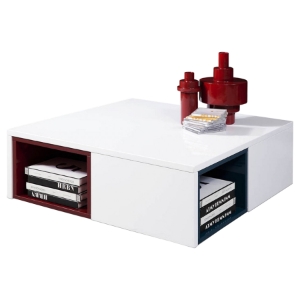 Modrest Ore Modern Square Coffee Table - White, 4 Stools 