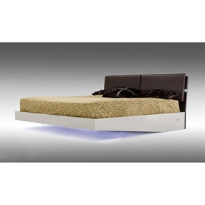 Modrest Anzio Floating Eastern King Bed - LED Lights, Brown and Gray 