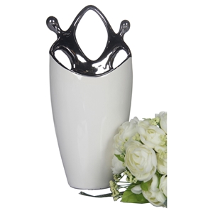 Modrest Ceramic Vase - White, Silver 