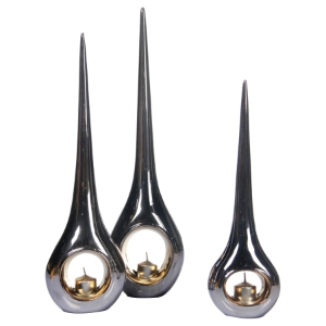 Modrest 3 Pieces Candle Holder Set - Silver, Gold 
