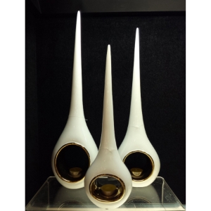 Modrest 3 Pieces Candle Holder Set - White, Gold 