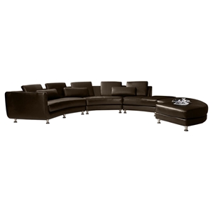 Leather Sectional Sofa - Brown 