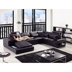 Divani Casa Diamond Sectional Sofa - Black 