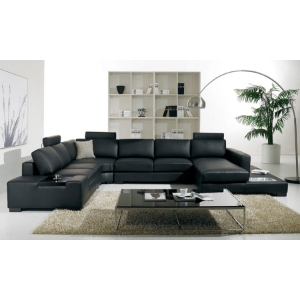 T35 Sectional Sofa - 3 Headrests, Black 