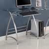 L-Shaped Computer Desk - Clear Glass, Silver Finished Steel - WAL-D51AL30
