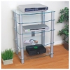 Everest Glass Multilevel Stereo Rack with Silver Poles - WAL-V35CMP