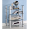 Everest Glass Multilevel Stereo Rack with Silver Poles - WAL-V35CMP