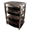 Everest Glass Multilevel Black Stereo Rack - WAL-V35CMPB