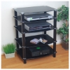 Everest Glass Multilevel Black Stereo Rack - WAL-V35CMPB