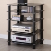 Everest Glass Multilevel Black Stereo Rack - WAL-V35CMPB
