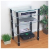 Walker Edison Everest Glass Multilevel Stereo Rack with Black Poles - WAL-V35CMPCB