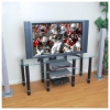 Dynasty Large 60 inch TV Stand (Clear Glass / Black Poles) - WAL-V60Y712CB