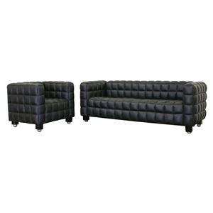 Arriga Black Leather Sofa and Chair Set 
