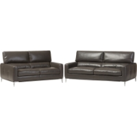 Vogue Bonded Leather 2-Piece Sofa Set - Pewter Gray