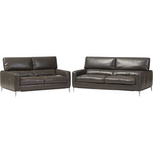 Vogue Bonded Leather 2-Piece Sofa Set - Pewter Gray 