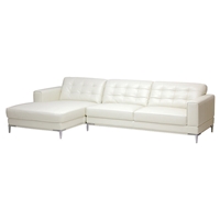 Babbitt Sectional Sofa - Ivory Leather, Left Facing Chaise