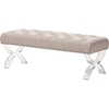 Cameron Fabric Upholstered Ottoman Bench - Button Tufted, Beige - WI-1724-BEIGE