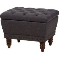 Annabelle Upholstered Storage Ottoman - Button Tufted, Dark Gray