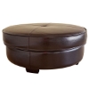Mevelyn Full Leather Round Ottoman in Dark Brown - WI-3063-J001