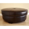 Mevelyn Full Leather Round Ottoman in Dark Brown - WI-3063-J001