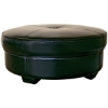 Mevelyn Full Leather Round Ottoman in Black - WI-3063-J023