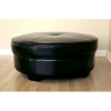 Mevelyn Full Leather Round Ottoman in Black - WI-3063-J023