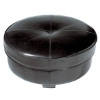 Mevelyn Full Leather Round Ottoman in Black - WI-3063-J023