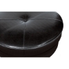 Mevelyn Full Leather Round Ottoman in Black - WI-3063-J023