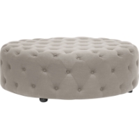 Cardiff Linen Button Tufted Ottoman - Beige