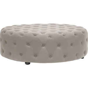 Cardiff Linen Button Tufted Ottoman - Beige 