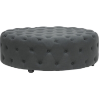 Cardiff Linen Button Tufted Ottoman - Gray