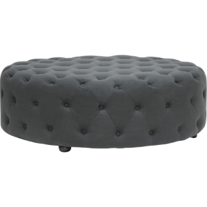 Cardiff Linen Button Tufted Ottoman - Gray 