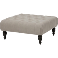 Keswick Linen Ottoman - Button Tufted, Beige