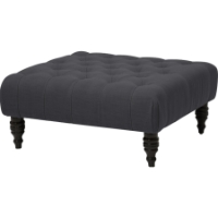 Keswick Linen Ottoman - Button Tufted, Gray