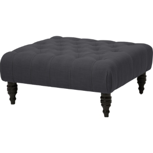 Keswick Linen Ottoman - Button Tufted, Gray 