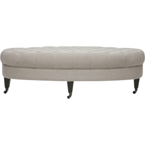Brighton Linen Modern Tufted Ottoman - Beige 