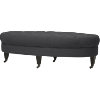 Brighton Linen Modern Tufted Ottoman - Gray