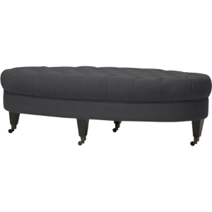 Brighton Linen Modern Tufted Ottoman - Gray 