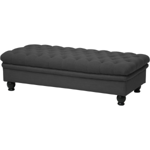 Guildford Linen Tufted Ottoman - Button Tufted, Gray 