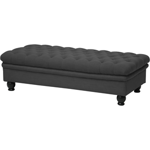 Guildford Linen Tufted Ottoman - Button Tufted, Gray 