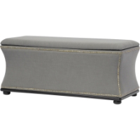 Liverpool Storage Ottoman - Nailhead, Beige