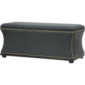 Liverpool Storage Ottoman - Nailhead, Gray 