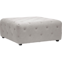 Teague Linen Ottoman - Button Tufted, Beige