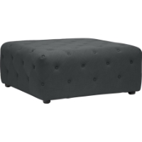 Teague Linen Ottoman - Button Tufted, Gray