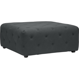 Teague Linen Ottoman - Button Tufted, Gray 