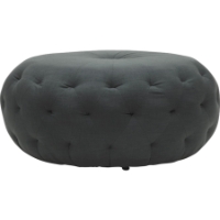 Glazebrook Linen Tufted Ottoman - Gray