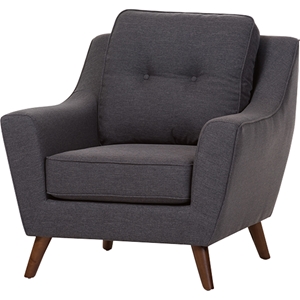 Deena Fabric Upholstered Armchair - Button Tufted, Dark Gray 