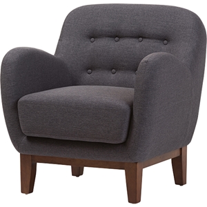 Sophia Upholstered Armchair - Button Tufted, Dark Gray 